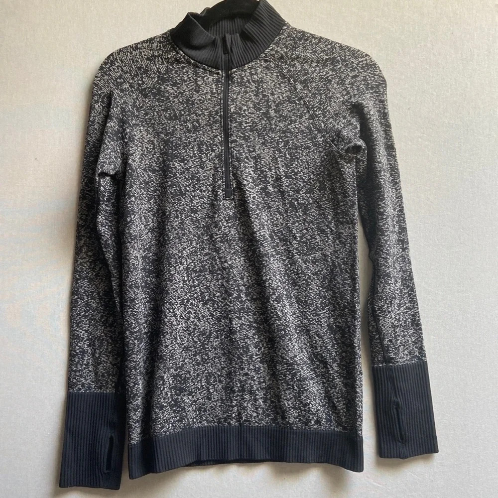 Lululemon Mock Neck 1/3 Zip Long Sleeve Running Pullover Shirt Thumbholes 6